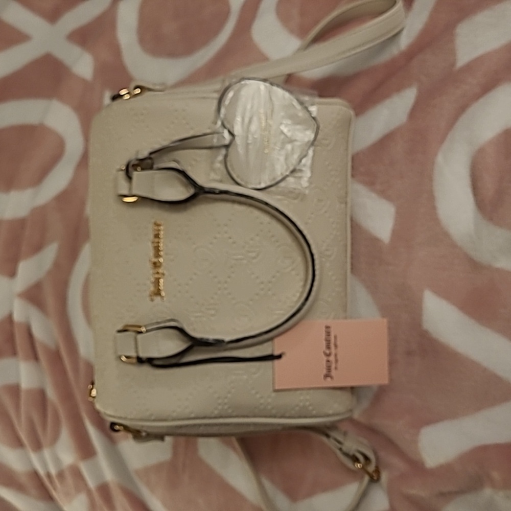 NWT Juicy Couture Fame Crossbody Satchel - Ivory Cream Angel Deboss